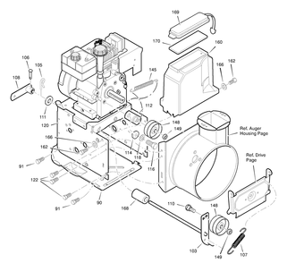 Frame Diagram and Parts List for 629104X89C 2001 Briggs and Stratton Snow Blower